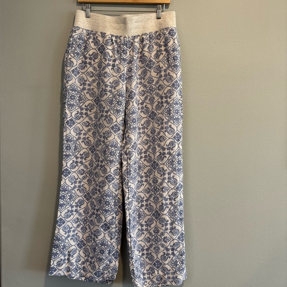 Soft Surroundings Patterned Wide-Leg Linen Pants Beach Coastal Resort M - Picture 1 of 8